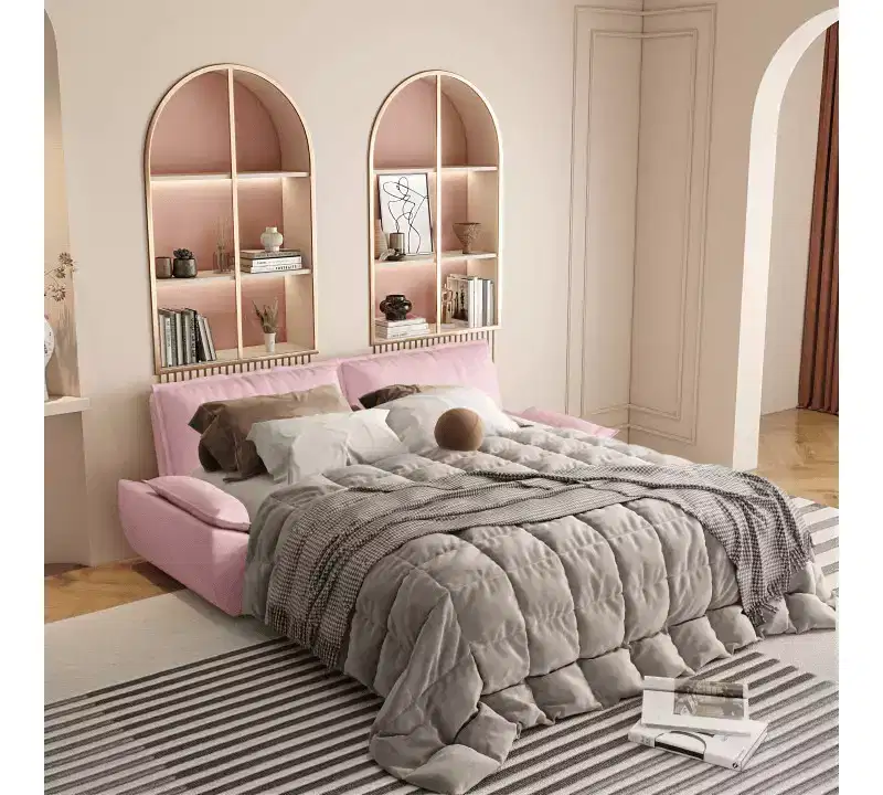 Whisen 3-in-1 Queen Velvet Sleeper Pull Out Sofa Bed, Convertible Loveseat Sofa Couch