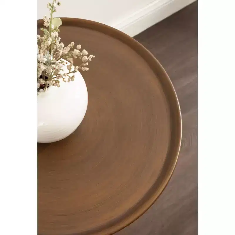 Round Side Table, 14x14x24, Gold
