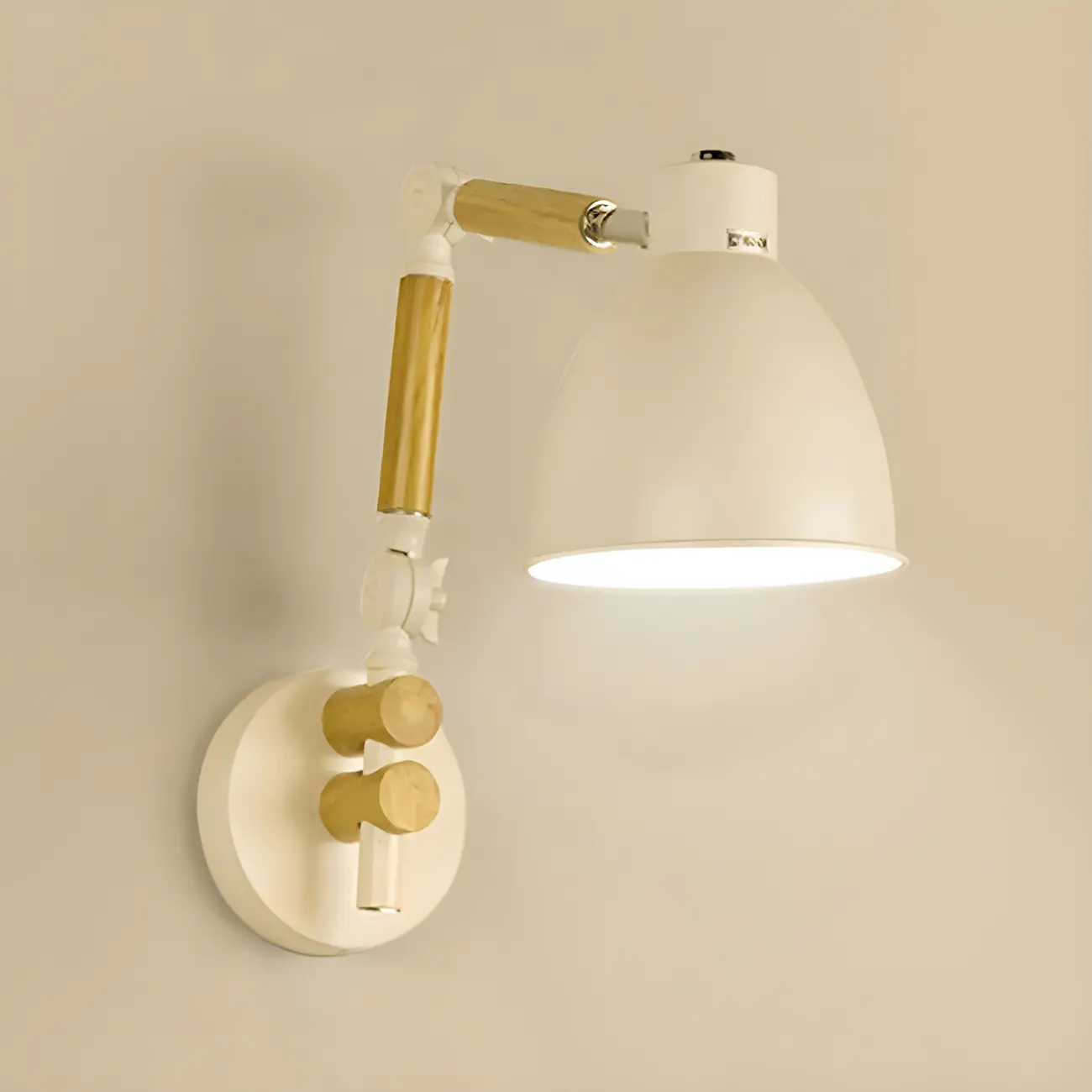 Modern Wood Metal Swing Arm Wall Light