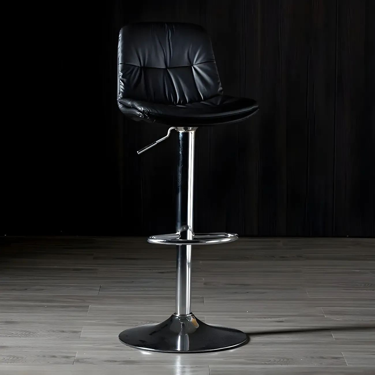 Adjustable Leather Low Back Swivel Bar Stool