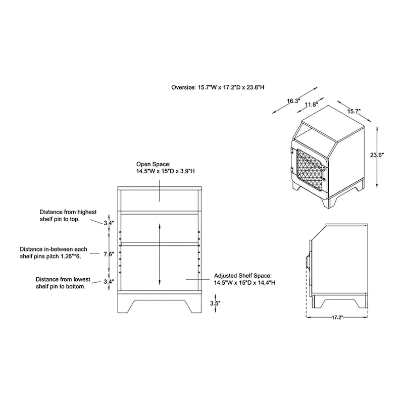 DH BASIC Rustic Oak 16-inch 3-Shelf End Table by Denhour