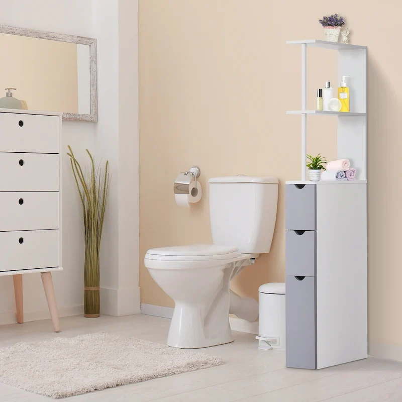 Bathroom Tower Storage Cabinet - 6 W x 13 D x 55.25 H