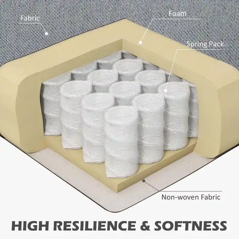 HOMCOM Fabric Sectional Couch with Reversible Sleeper Sofa, Modern L Shaped Sectional Sofa with Pillows, Wooden Legs