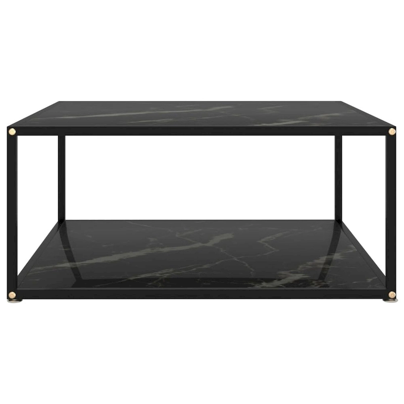 vidaXL Coffee Table Black 31.5 x31.5 x13.8  Tempered Glass - 31.5  x 31.5  x 13.8