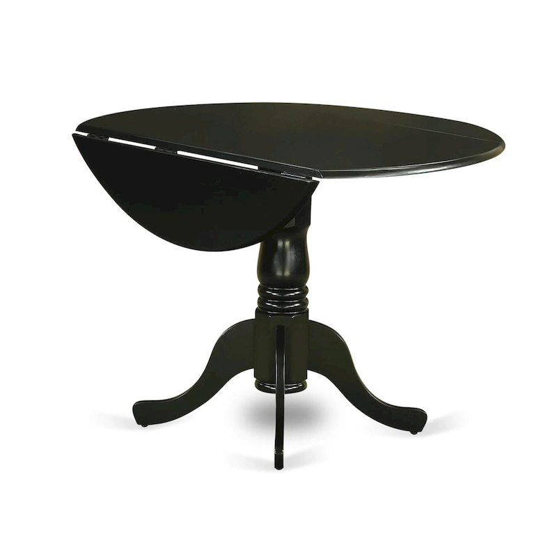East West Furniture Dining Table Set- a Round Kitchen Table and Eggnog Faux Leather Chairs, Black (Pieces Options)