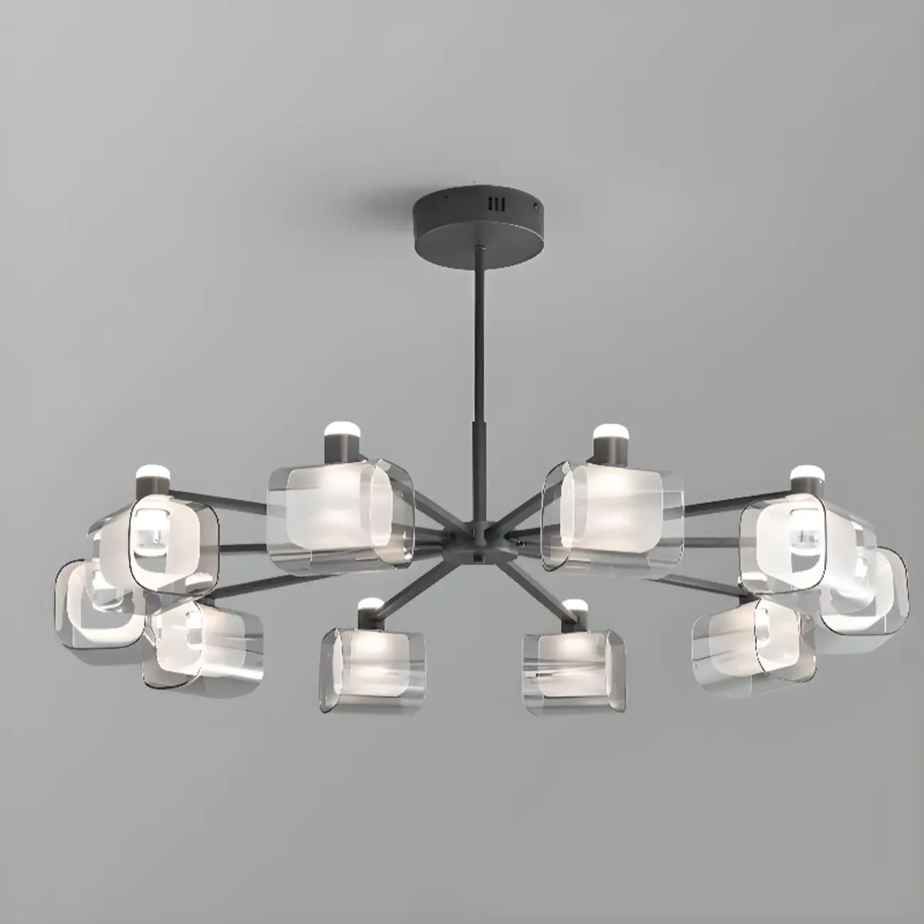 Modern 10-Light Circle Geometric Clear Glass Chandelier