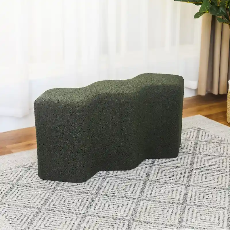 Adeco 35 Long Ottoman Bench Velvet Polygon Foot Stool