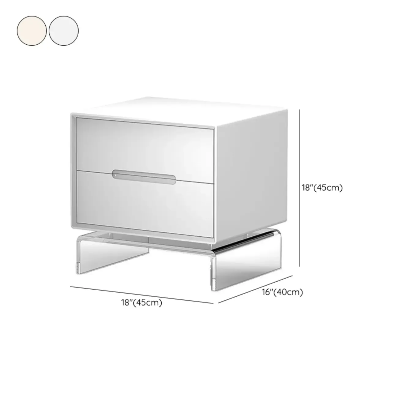 Modern Acrylic Leg Timber White Nightstand with Drawers