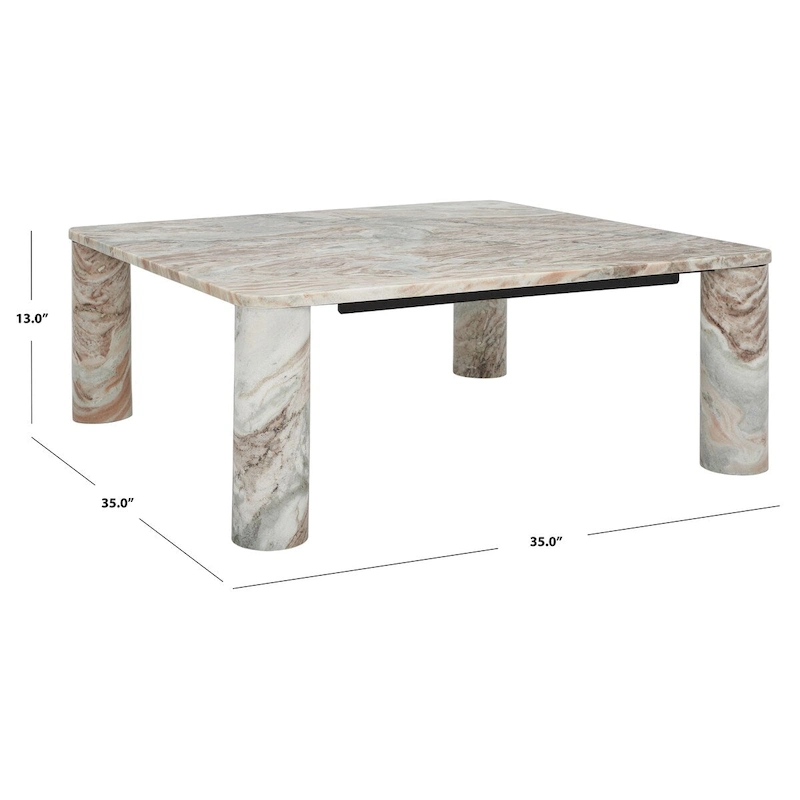 SAFAVIEH Couture Elenka Square Marble Coffee Table - 35 In. W x 35 In. D x 13 In. H - 35Wx35Dx13H
