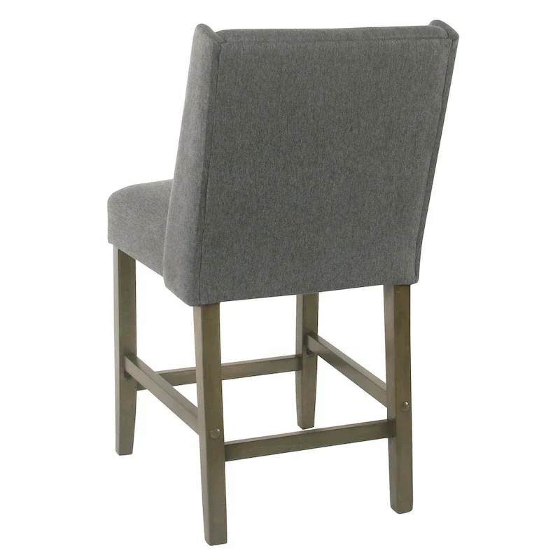 High-Back Fabric Counter Stool – Pewter Gray, Single
