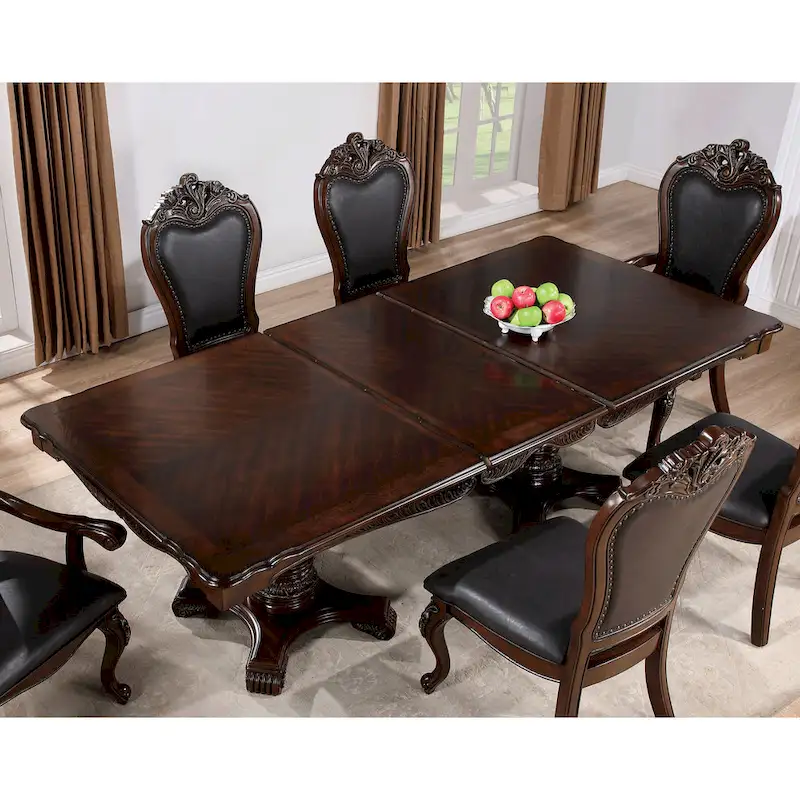 Furniture of America Eugene Traditional Solid Wood 9-Piece Expandable Dining Table Set