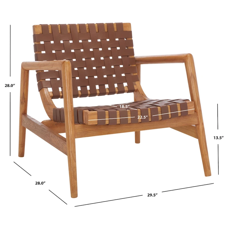 SAFAVIEH Vena Leather Woven Accent Chair - 30 W x 28 D x 28 H - 30Wx28Dx28H