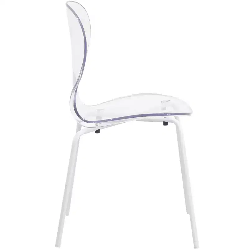 LeisureMod Bristol 5-Piece Dining Set Round Dining Table, 4 Plastic Dining Chairs White Legs