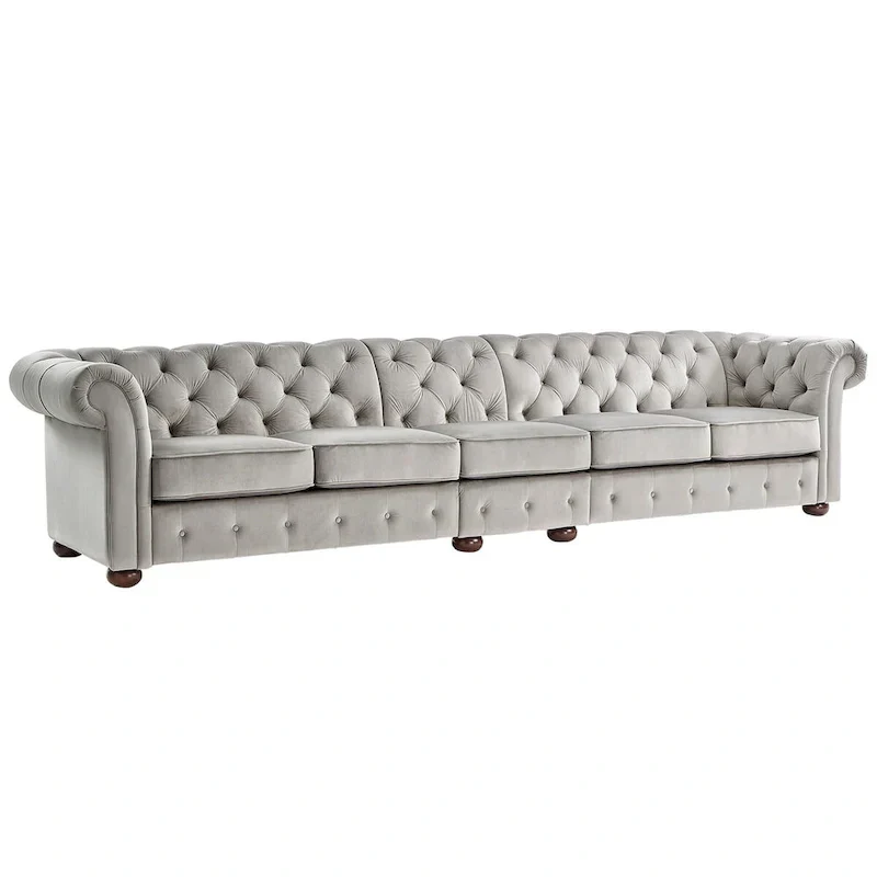 Knightsbridge Light-grey Extra Long Chesterfield Sofa by iNSPIRE Q Artisan
