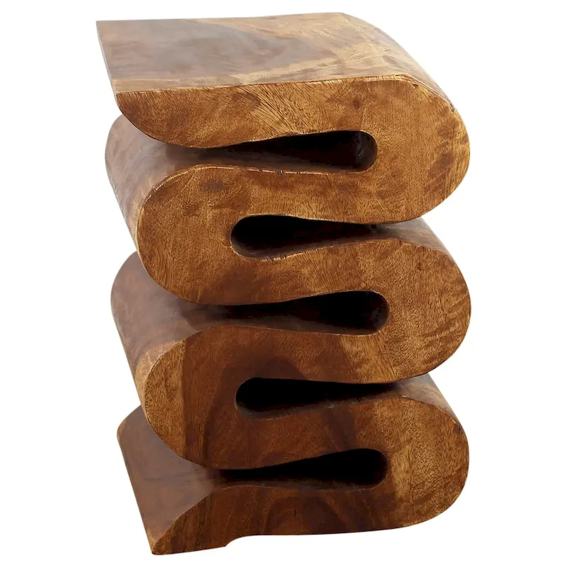 Wave Verve Accent Snake Table 12x14x20 in H Walnut Oil - 12 x 14 x 20