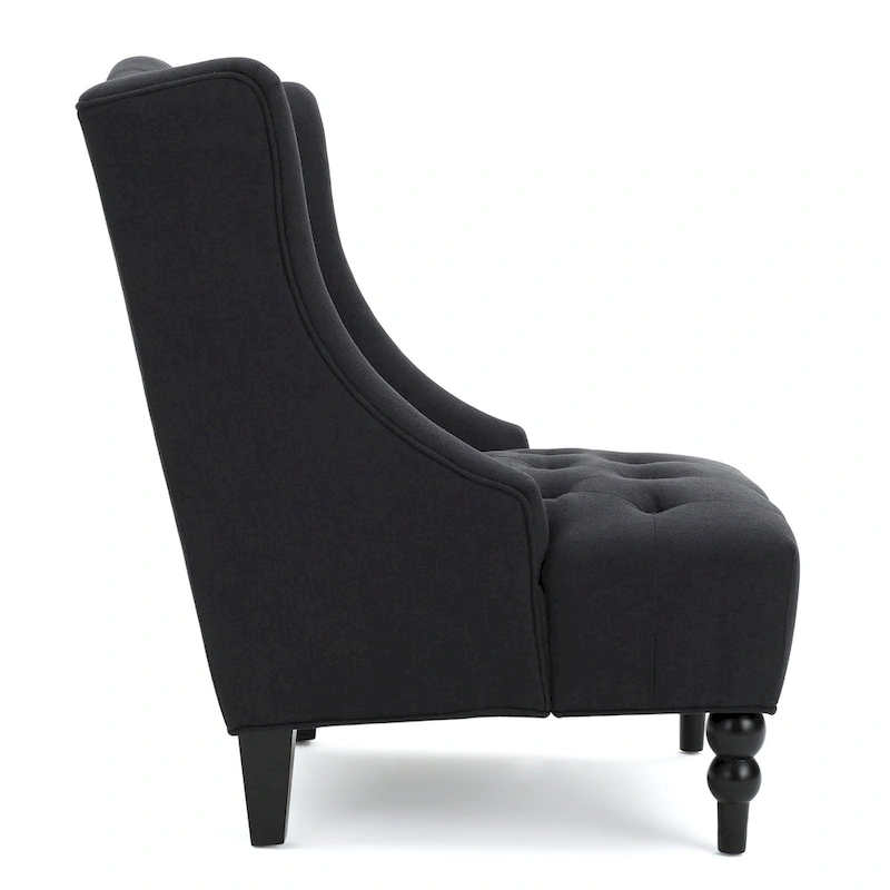 Charcoal 27.5 High Back Upholstered Button Tufted Club Chair