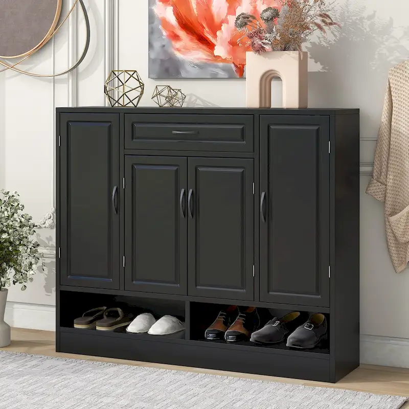 Sleek and Modern Shoe Cabinet with Adjustable Shelves, Minimalist Shoe Storage Organizer with Sturdy Top Surface