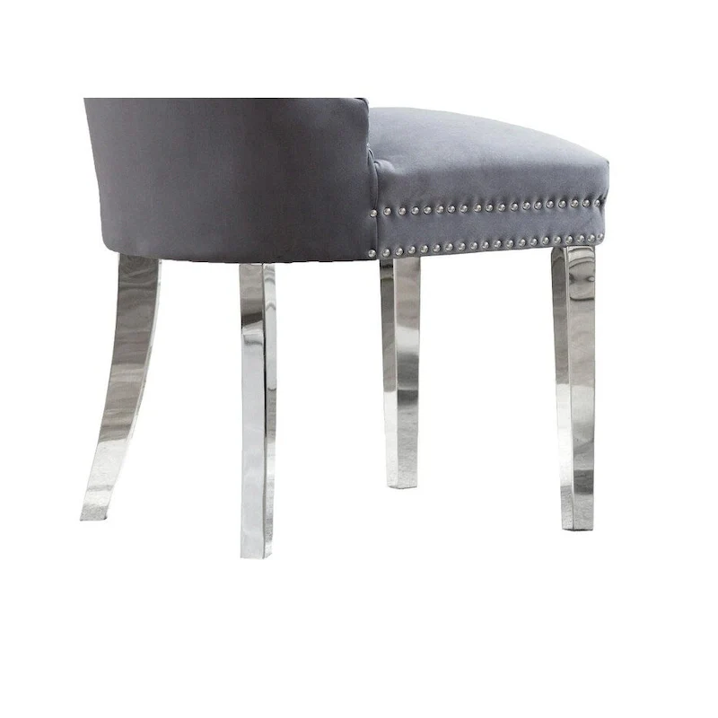 7-Piece Stainless Steel Nailhead Trim Dining Set