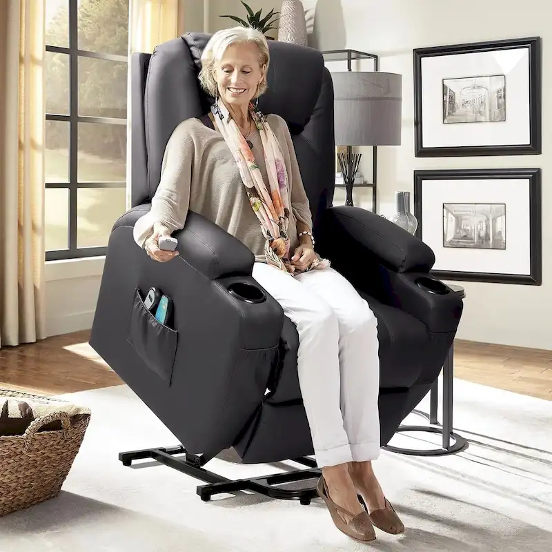 LACOO Power Lift Recliner PU Leather Reclining Chair with Massage