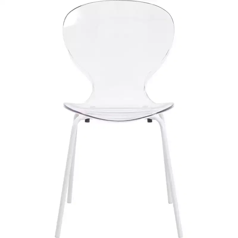LeisureMod Bristol 5-Piece Dining Set Round Dining Table, 4 Plastic Dining Chairs White Legs
