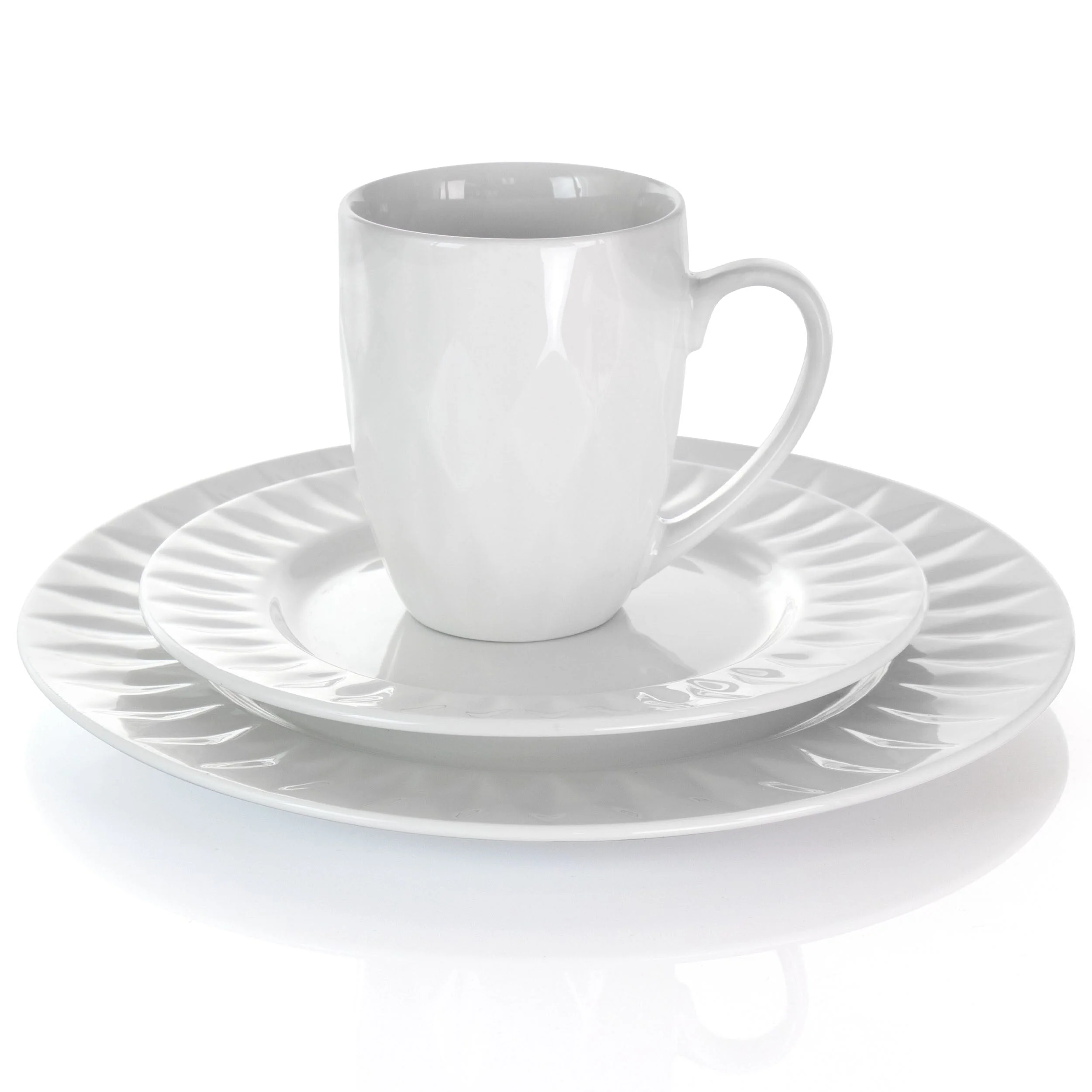 Elama Sienna 18 Piece Stoneware Dinnerware Set in White
