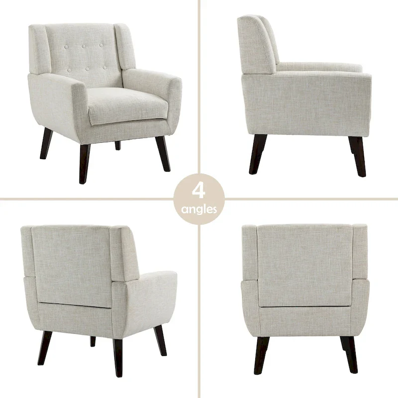 Tufted Linen/Cotton Loveseat with 2 Accent Chairs