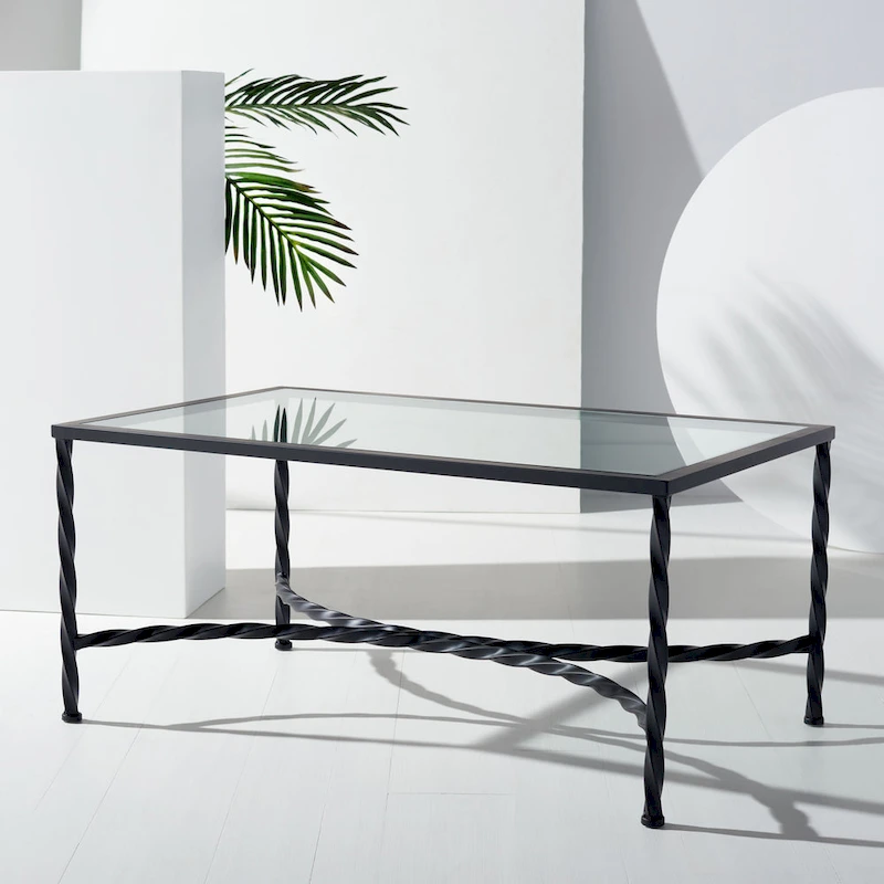 SAFAVIEH Couture Sedighe Glass Coffee Table - 40 W x 24 D x 18 H - 40W x 24D x 18H