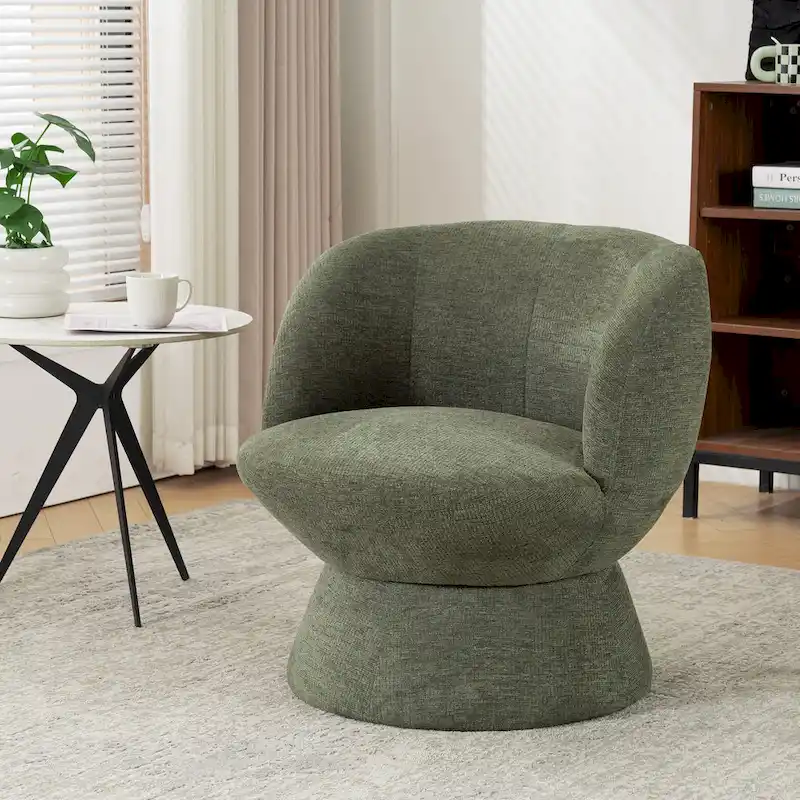 Set of1 Boucle Upholstered Modern Style Swivel Accent Chair