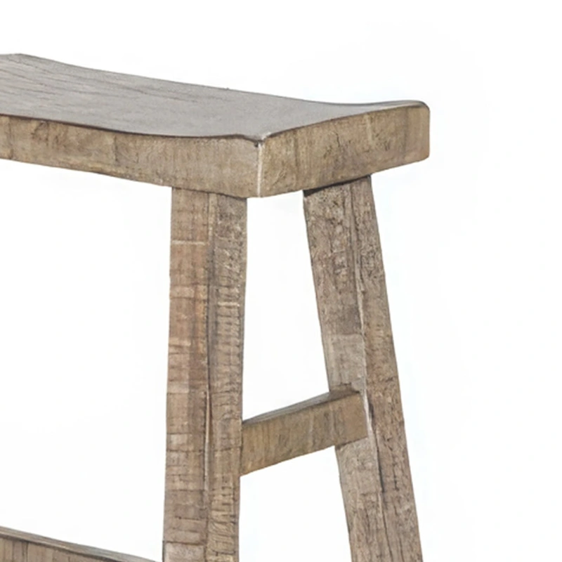 Rena Bar Height Bench, 33 Inch Rustic Light Brown Mahogany Wood Frame