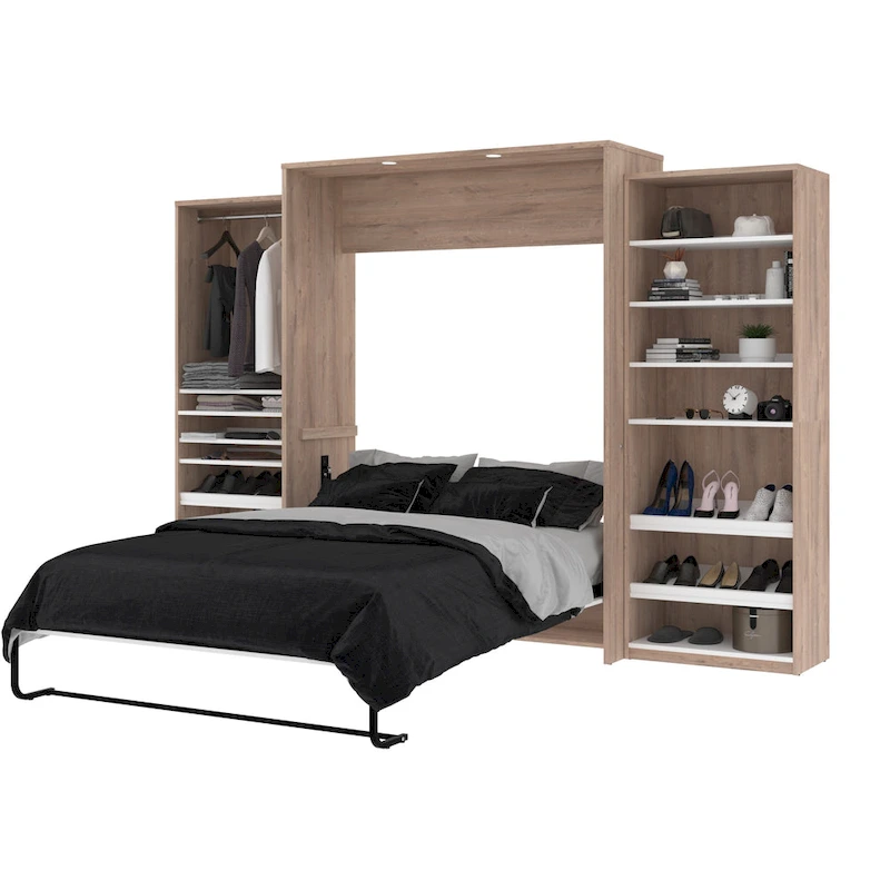 Cielo 125W Queen Murphy Bed with 2 Shelving Units by Bestar