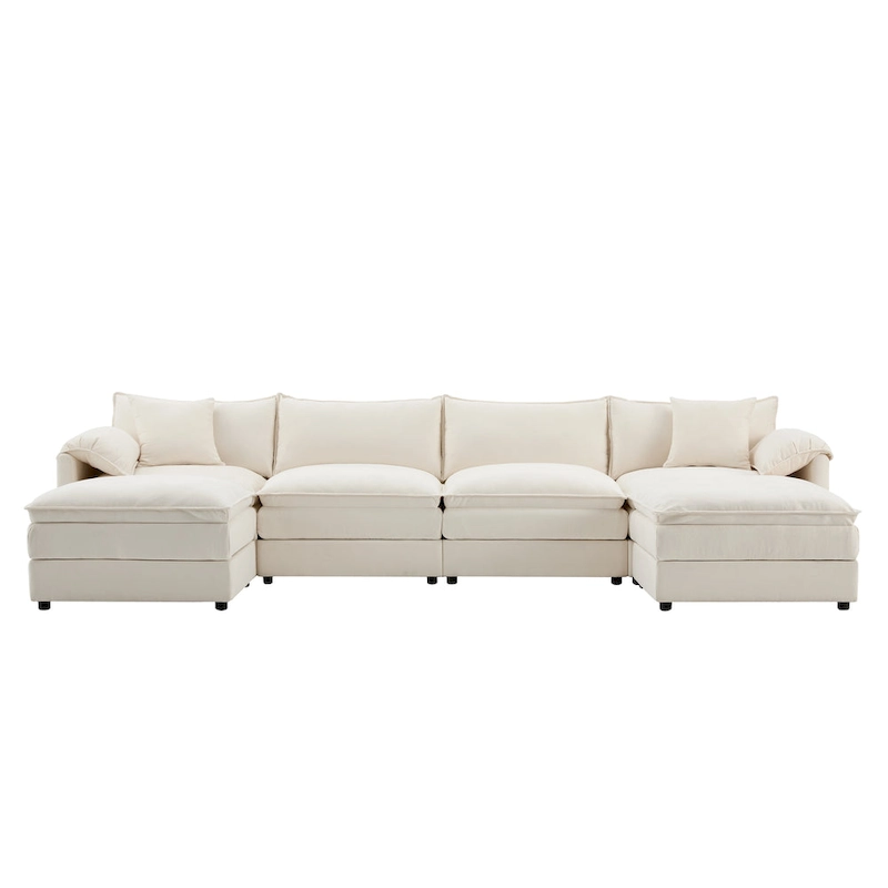 Chenille Modular Sectional Sofa, U Shaped Cloud Upholstered Couch Set