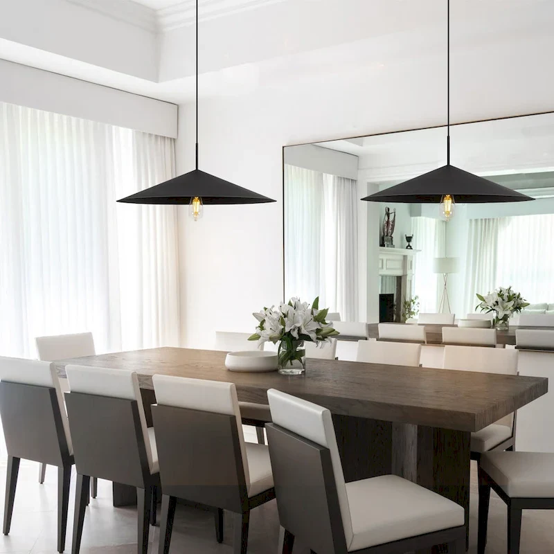 Farmhouse Single Rustic Pendant Light Black Kitchen Island Light - W25.6