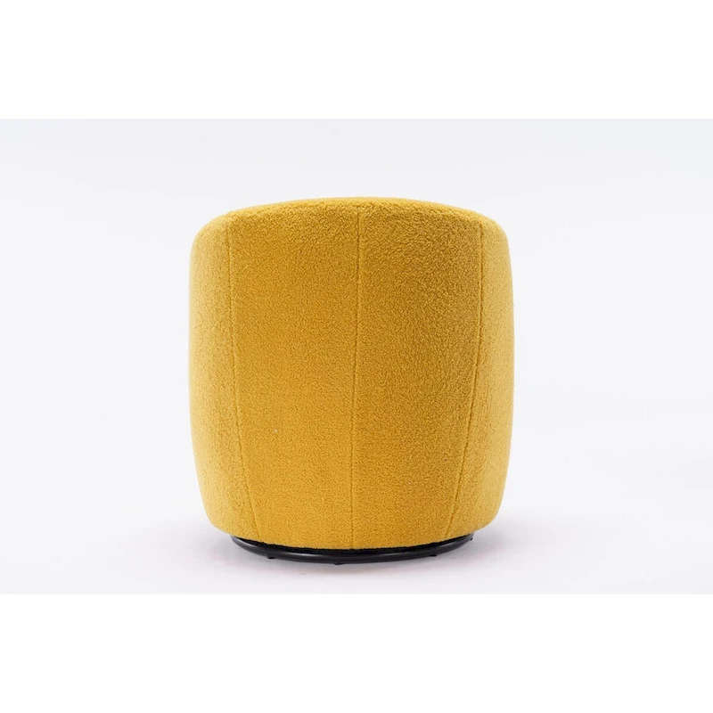Swivel Accent Armchair Teddy Fabric Upholstered Barrel Chair with Black Point Round Swivel Metal Base