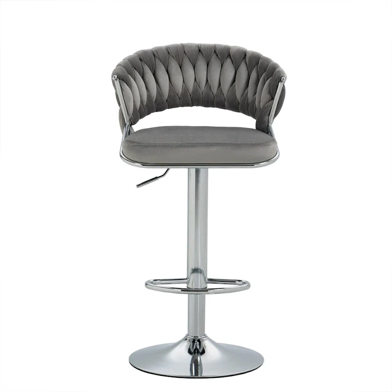 Set of 4 Bar Stool Adjustable Height with Swivel Seat