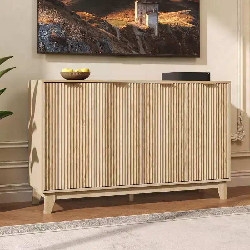 White Fluted Sideboard Cabinet, 55
