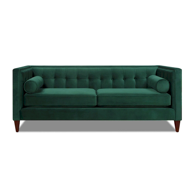 Jack 84 Mid-Century Modern Tuxedo Sofa with Bolster Pillows