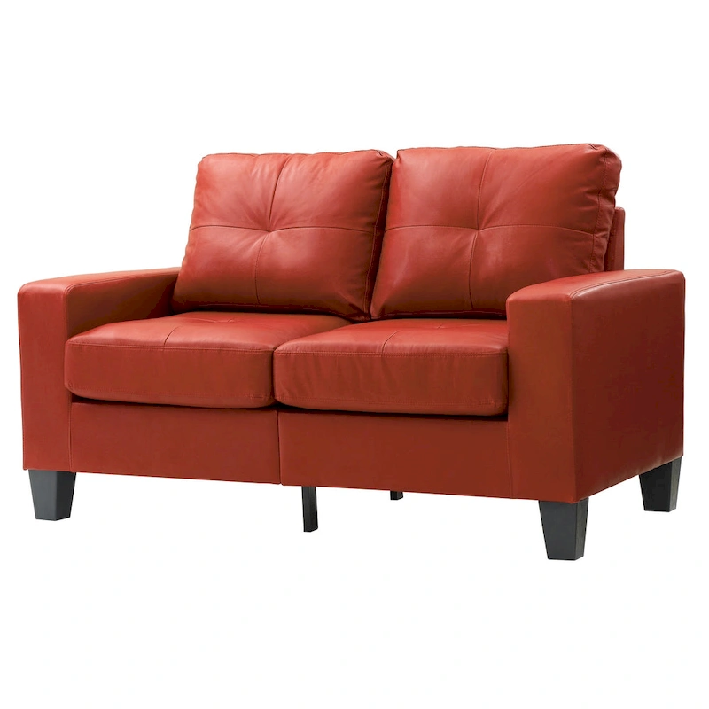 Newbury 58 in. W Flared Arm Faux Leather Straight Sofa - 32 L x 58 W x 36 H