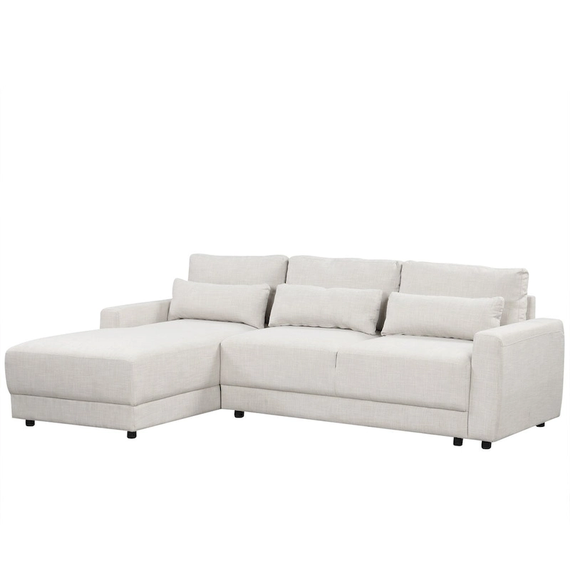 L-shaped Modular Sectional Sofa with Removable Back Cushions and 3 Pillows