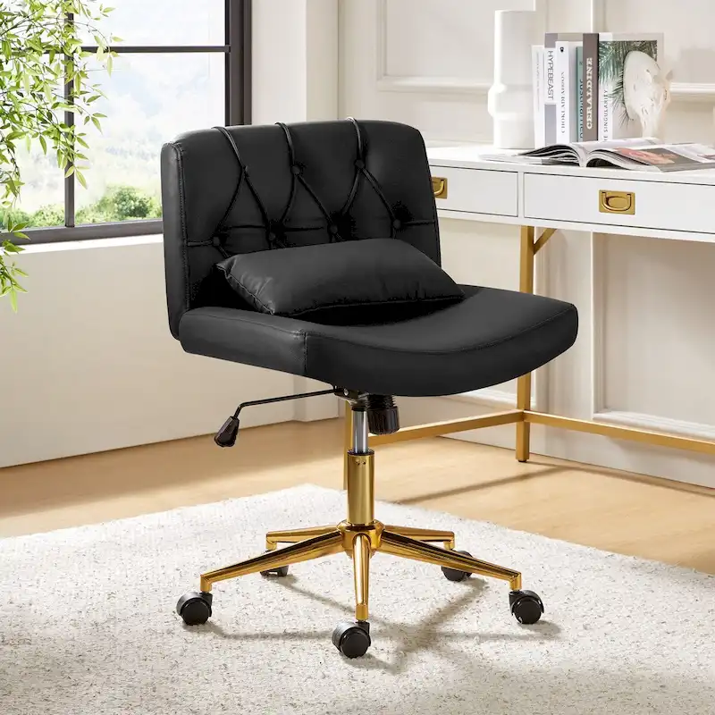 Charlie Modern Button-Tufted Swivel Tilting Office Chair with Pillow by HULALA HOME