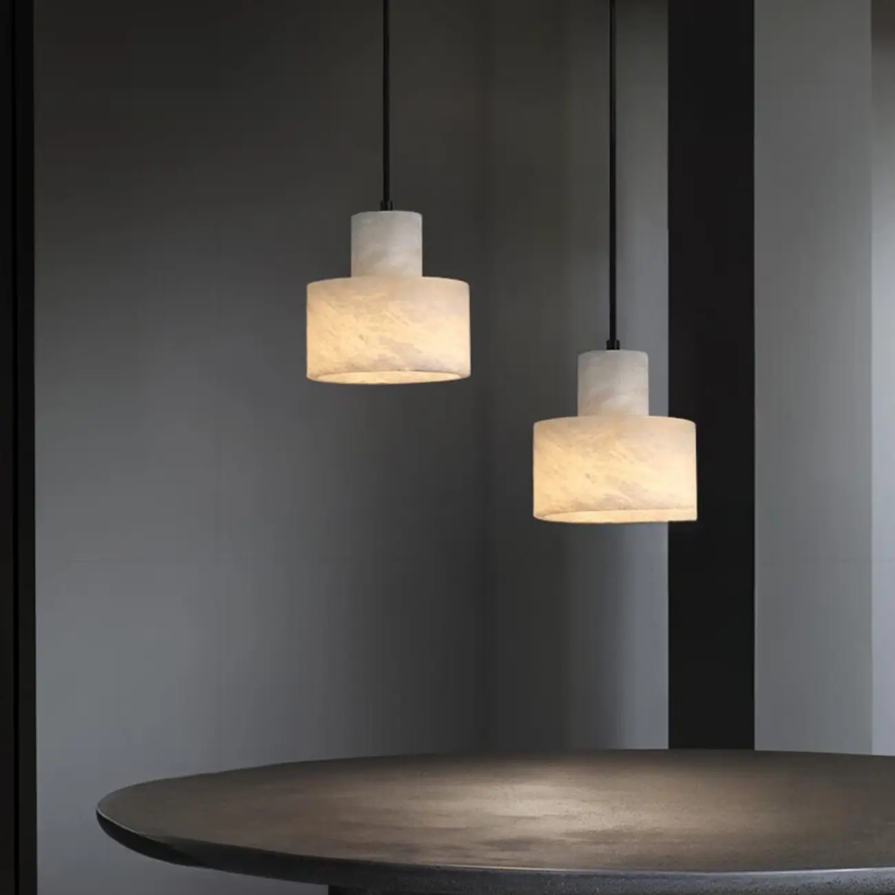 Unique White Cylinder Alabaster Kitchen Pendant Light