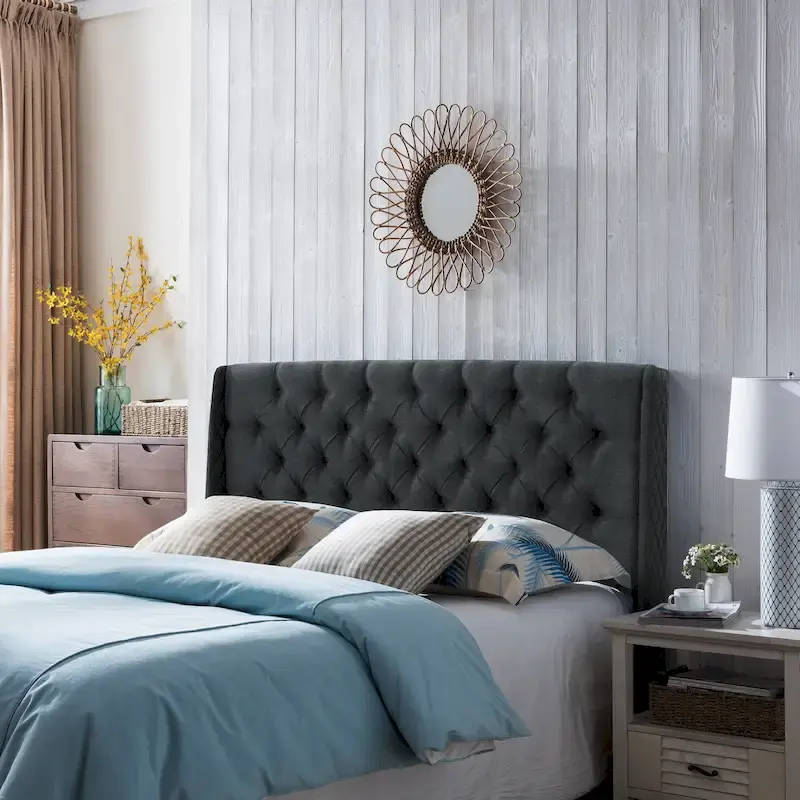 Christopher Knight Home Perryman Queen Wingback Headboard  Luxurious Tufted Design