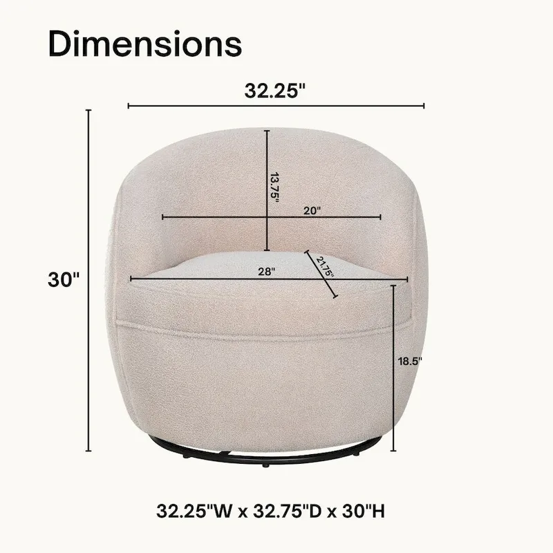 Roundhill Furniture Galleria 360 Swivel Teddy Sherpa Fabric Barrel Chair