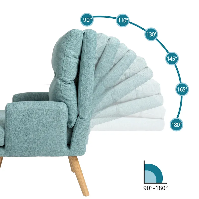 Fabric Armchair Accent Chair with Ottoman Set