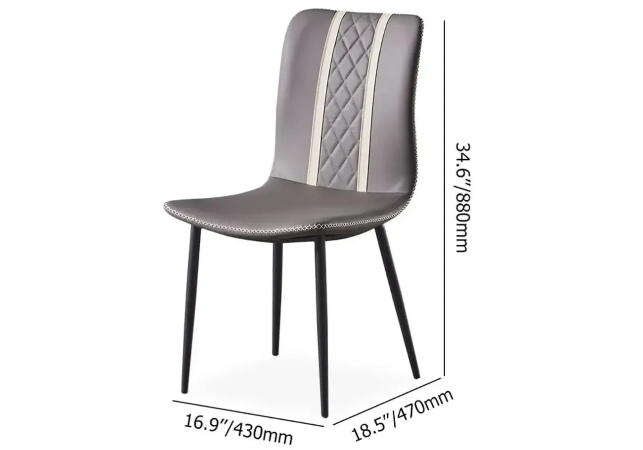 Modern Gray Faux Leather Metal Leg Armless Dining Chair