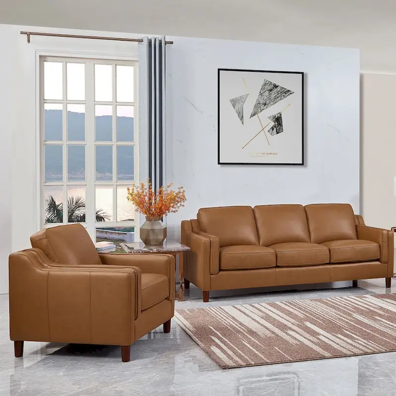 Hydeline Bella Top Grain Leather Sofa Set, Sofa and Chair - Sofa, Chair