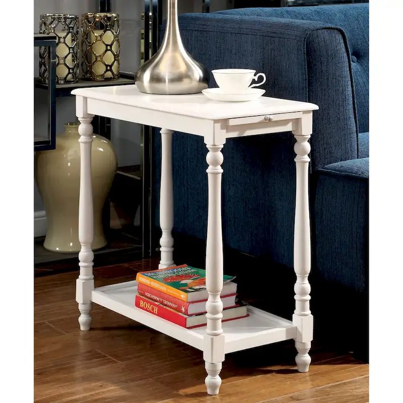 Quam Farmhouse White 25-inch Solid Wood 1-Shelf Side Table by Furniture of America