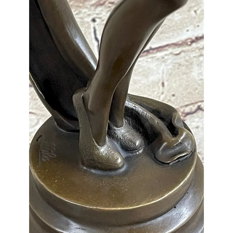 Art Deco Flapper Dancer Girl Holding Ball Bronze Statue Sculpture Figure