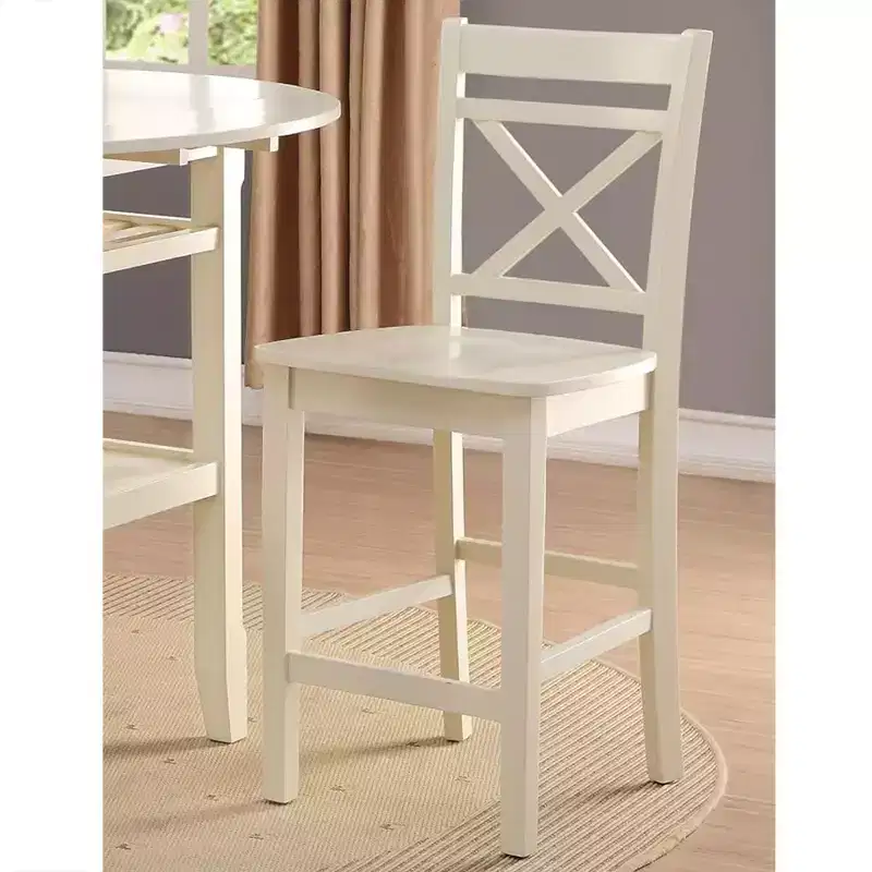 Set of 2 Armless X-Back Counter Height Chairs - Cherry / Cream - Seats 2