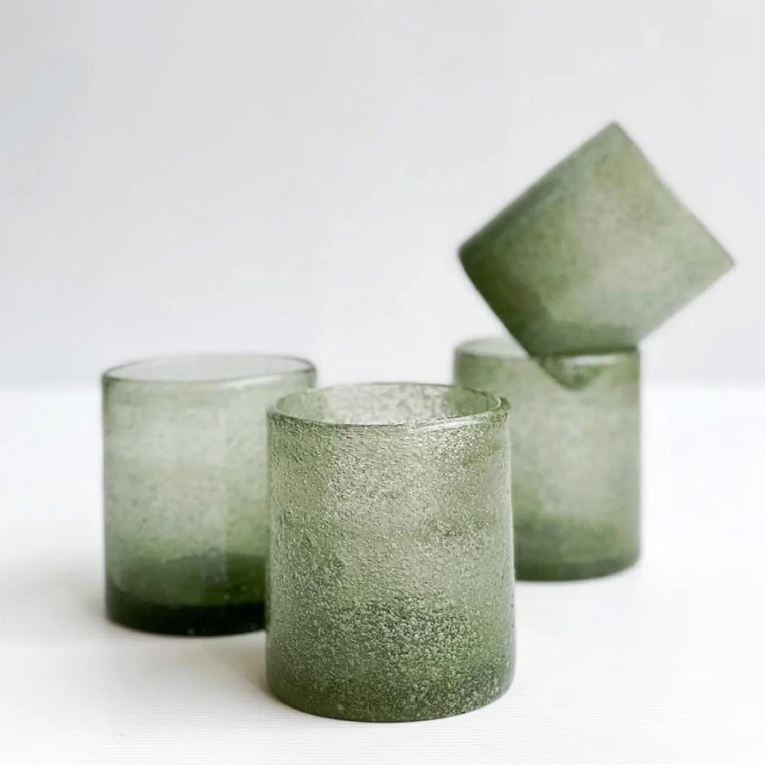 Kas-Mini Bubble Glass Tumbler-Sage