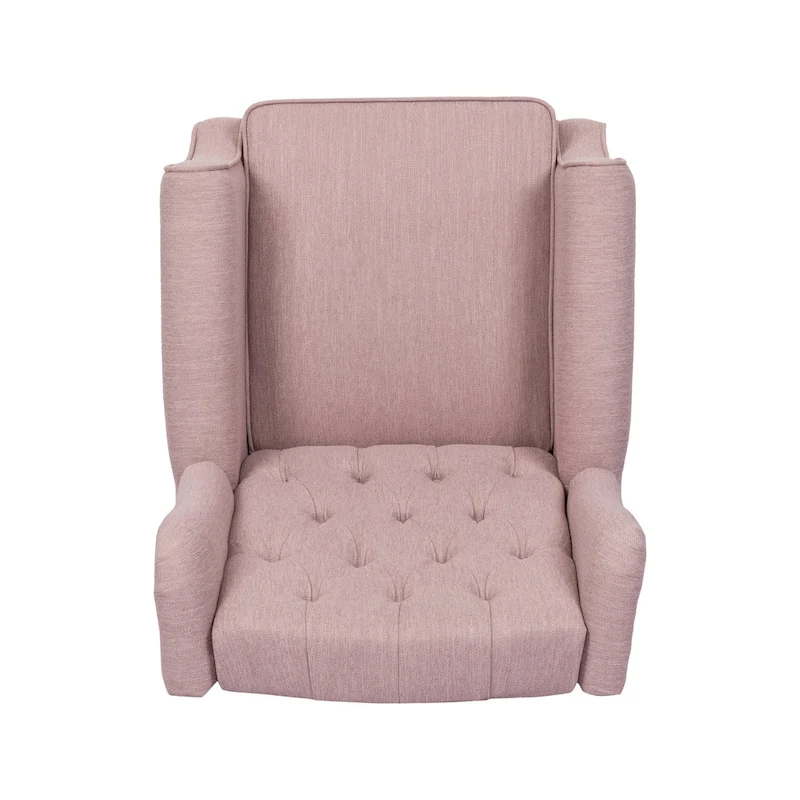 Modern Wingback Push-Back Recliner with Footrest, Button-tufted, Birch Legs